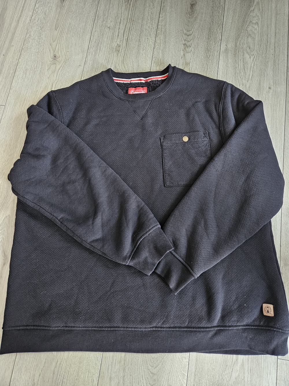 COLEMAN Men's Sherpa Lined Waffle Knit Sweatshirt Black Size XXL